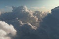 White clouds and blue sky from airplane window view. Cloudscape background. Royalty Free Stock Photo