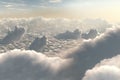 White clouds and blue sky from airplane window view. Cloudscape background. Royalty Free Stock Photo