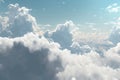 White clouds and blue sky from airplane window view. Cloudscape background. Royalty Free Stock Photo