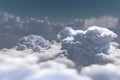 White clouds and blue sky from airplane window view. Cloudscape background. Royalty Free Stock Photo