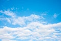 White clouds with blue sky background copy space. Sunshine day Royalty Free Stock Photo