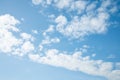 White clouds with blue sky background copy space. Sunshine day Royalty Free Stock Photo