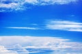 White clouds on blue sky background view from above, airplane flight landscape, beautiful aerial cloudscape, skies backdrop Royalty Free Stock Photo