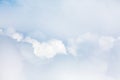 White clouds on blue sky background view from above, airplane flight landscape, beautiful aerial cloudscape, skies backdrop Royalty Free Stock Photo