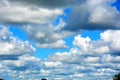 White clouds on a blue sky on a clear, dreamy day. Beautiful atmospheric phenomenon. Natural background Royalty Free Stock Photo