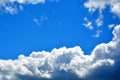 White clouds on a blue sky on a clear Sunny day. Beautiful atmospheric phenomenon. Natural horizontal background Royalty Free Stock Photo