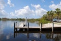 Boat dock on manatee river in Florida Royalty Free Stock Photo