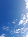 White clouds in the blue sky. Heaven and infinity. Beautiful bright blue background. Light cloudy, good weather. Royalty Free Stock Photo