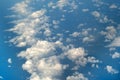 White clouds in the blue sky. Isolated view from airplane window Royalty Free Stock Photo