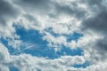The blue sky with jet plane Royalty Free Stock Photo