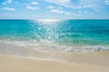 White clouds with blue sky over calm sea beach in tropical Mald Royalty Free Stock Photo