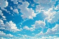 White clouds in a blue sky with rays of light shining through. the scene depicts wispy white clouds floating in an azure sky, Royalty Free Stock Photo