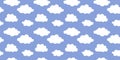 White clouds, blue sky seamless patter, vector background Royalty Free Stock Photo