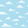 White clouds on blue sky seamless pattern Royalty Free Stock Photo