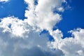 White clouds on a blue sky on a Sunny day. Beautiful atmospheric phenomenon. Natural horizontal background Royalty Free Stock Photo