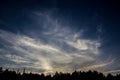 White clouds on the blue sky.