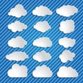 white clouds on a blue striped background Royalty Free Stock Photo