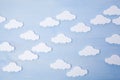 White clouds on a blue wooden background Royalty Free Stock Photo