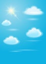 White clouds and bright sun on a blue sky Royalty Free Stock Photo