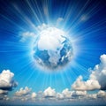 Ozone Layer Preservation concept with white clouds Royalty Free Stock Photo