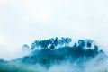 White clouds cover the mountains rocky Global Geopark in Ha Giang, Vietnam Royalty Free Stock Photo