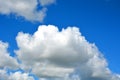 White clouds float across the blue sky on a Sunny day. Beautiful atmospheric phenomenon. Natural horizontal background Royalty Free Stock Photo