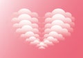 White clouds form a heart on pink background of greeting design for Valentines day or Wedding.