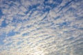 White clouds are forming beautifully across the blue sky with dramatic contrasts and a rare cloud pattern in winter. beautiful