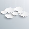 White Vector Clouds On Gray Sky Background