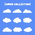 White clouds hand drawn collection, Clouds silhouettes.