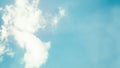 White clouds on the light blue color sky background. 16:9 panoramic format. Copy space Royalty Free Stock Photo