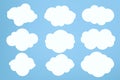 white clouds object used in cloud concepts, clouds element, clouds caroon style, in a flat design. White cloud collection