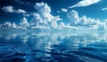 White clouds over blue sea. Marine landscape with clouds Royalty Free Stock Photo