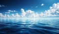 White clouds over blue sea. Seascape with clouds. Clouds reflected in water Royalty Free Stock Photo
