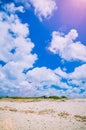 White clouds and sand beach on Sardinia, Italy Royalty Free Stock Photo