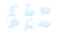 White Clouds in the Shape of Different Animals Collection, Crocodile, Swan, Sheep, Lion, Giraffe, Hippo, Vector