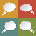White clouds speak bubbles on color background Royalty Free Stock Photo