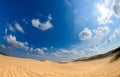 White cloudy and blue sky with White Sand Dunes desert Royalty Free Stock Photo