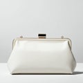 A white clutch bag with a textured surface and a structured, angular shape. It features a Royalty Free Stock Photo