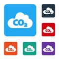 White CO2 emissions in cloud icon isolated on white background. Carbon dioxide formula, smog pollution concept Royalty Free Stock Photo