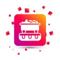 White Coal train wagon icon isolated on white background. Rail transportation. Square color button. Vector Royalty Free Stock Photo