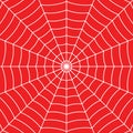 White Cobweb on Red background. Vector illustration