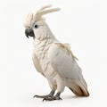 Humorous Caricature Of Goffin\'s Cockatoo Standing On White Background