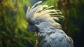 A white cockatoo preening its feathers with meticulous care, Royalty Free Stock Photo