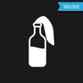 White Cocktail molotov icon isolated on black background. Vector