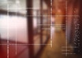 White code against blurry office hallway with red overlay Royalty Free Stock Photo