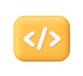 White coding symbol on yellow square button. Python or Java Api symbols. Code or programming tags. Programming, coding Royalty Free Stock Photo