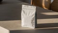 White Coffee Bag on Table Royalty Free Stock Photo
