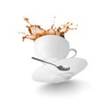 White coffee cup  white background movement Royalty Free Stock Photo