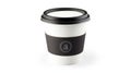 White Coffee Cup with Black Lid and Sleeve Royalty Free Stock Photo